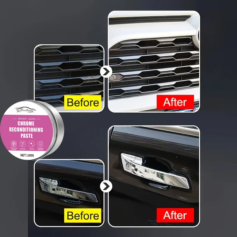 Creme de restauração cromado e pasta polonesa - restauração rápida, aplicação sem toque, pasta cromada para carros, caminhões, motocicletas