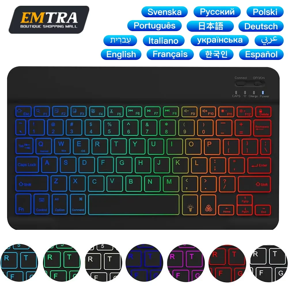 Backlit Bluetooth Keyboard for iPad 10th Generation iPad Pro 13 12 11 9 8 Inch iPad Air 13 11th iPad Mini Samsung Xiaomi Tablets