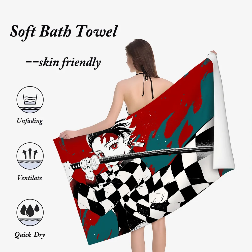 

T-Tanjiro K-Kamado Anime Towel Ultra Soft Absorbant Quickdry Large Beach Towels Personalized Gym Sport Bath Towels