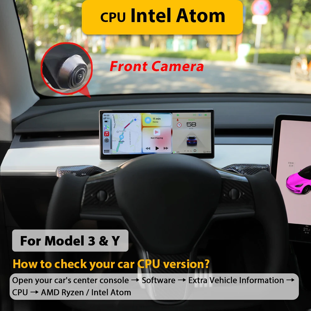 CSSBOON Model Y Dashboard Display 9 Inch Groot Scherm voor Tesla Model 3 Frontcamera Optie Ondersteuning Draadloze CarPlay