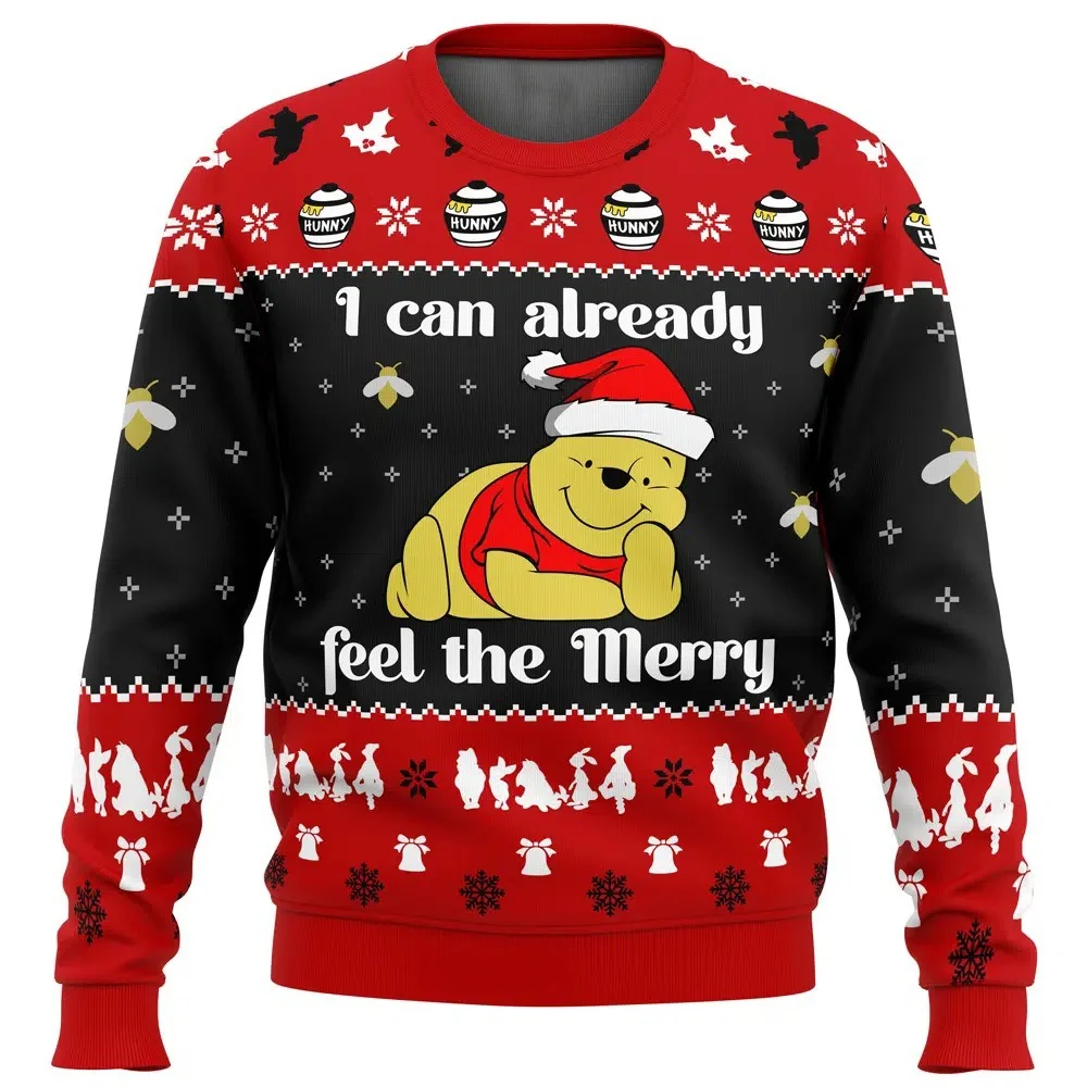 

Disney I Can Already Feel The Merry Pooh Print Boys Girls Crew Neck Ugly Sweatshirt Soft Comfy Loose