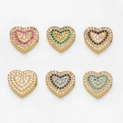 OCESRIO Multiple Color Heart Charm DIY Handmade Copper Gold Plated CZ Jewelry Making Supplies Bracelet Making Component chma161