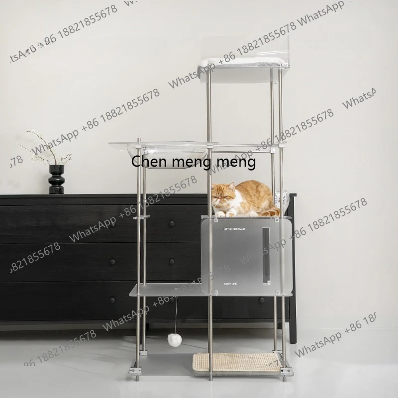 

Multi-layer cat climbing frame Metal design Acrylic enlarged cat nest Minimal stability Easy to clean