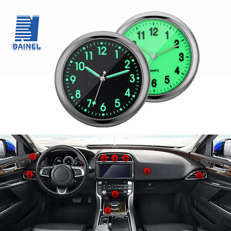 

Механические кварцевые часы, украшение автомобиля, светящиеся часы для салона автомобиля, липкие мини-цифровые часы, автомобильные аксессуары, подарок