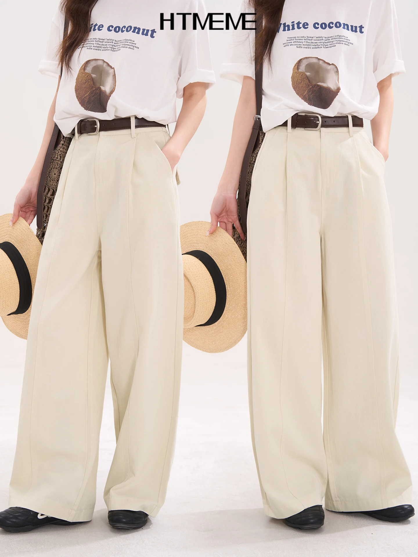 Calças Casuais de Cintura Alta com Pernas Retas para Mulheres, Mistura de Seda, Confortáveis, Estilo para o Trabalho, Moda Primavera Verão