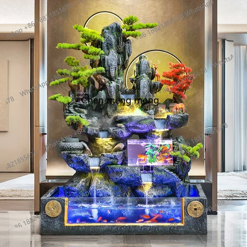 zA68Outdoor large rockery, fish pond landscaping, flowing water waterfall, fountain making money ornament,  company decoration