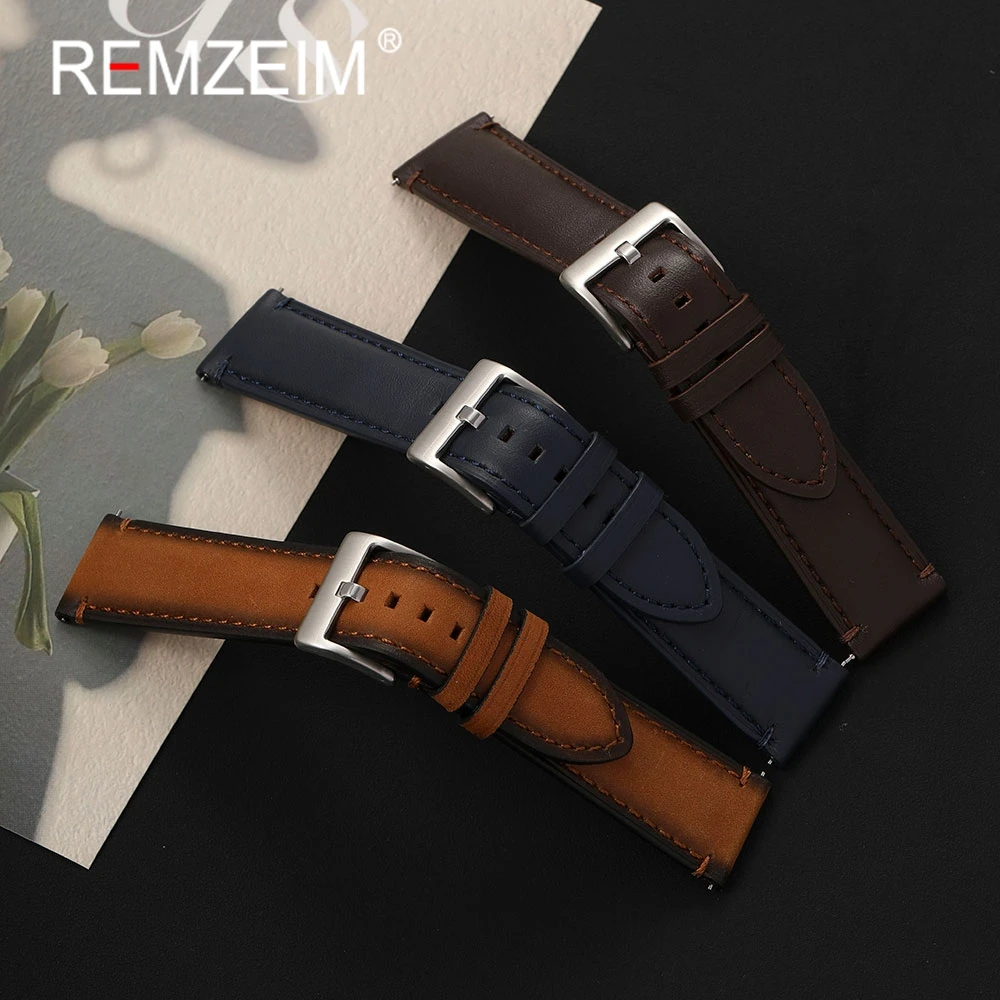 Genuine Leather Quick Release Watch Band for Men 20mm 22mm Replacement Strap for Male Wristwatch Daily Use Smartwatch Watchband
