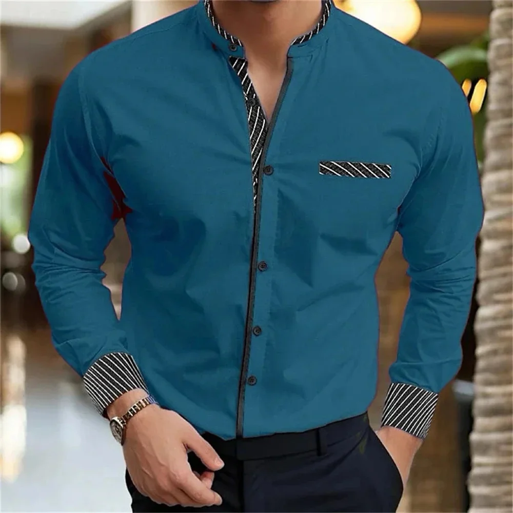 

New men's long-sleeved shirts, plain shirts, fashionable, high-quality, multi-color options, business casual men's clothing