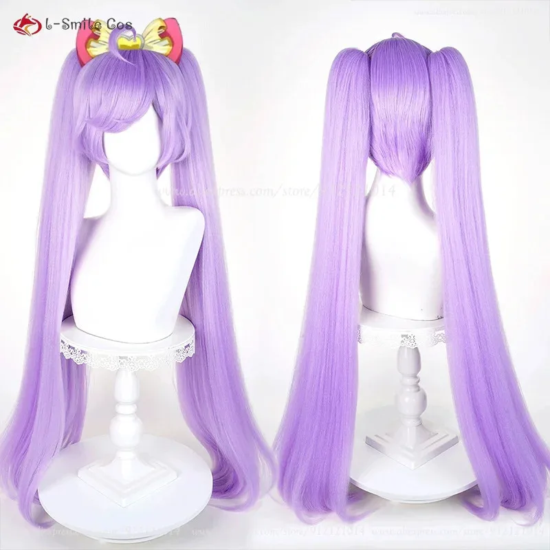 Peluca de Cosplay de Anime Manaka Laala, pelucas bonitas de color rosa y morado, Clip de cola de caballo de volumen largo de 95cm, peluca de disfraces de pelo sintético resistente al calor