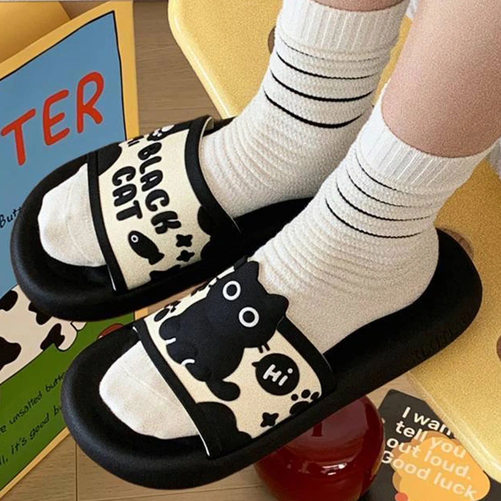 Thick Sole Women Slippers Personality Animals Design Slides Bathroom Beach Indoor Sandals Summer Couple Shoes