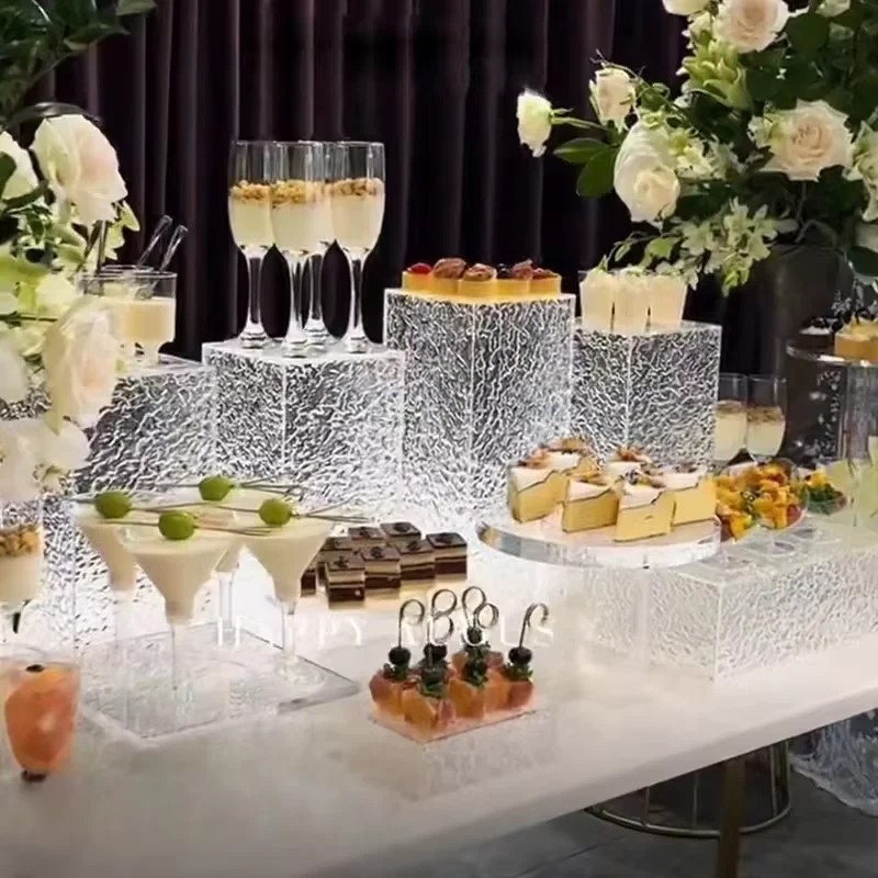 

7pcs Acrylic Wedding Riser Food Display Stand Dessert Bar Table Cake Buffet Plate Holder Fruit Wedding Table Centerpieces decor