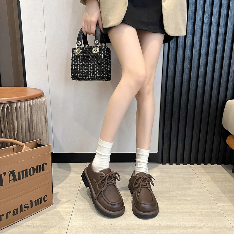 Britische Stil koreanische Schuhe flache versa tileoxford Schuhe Damen Herbst dickbesohlte College-Stil Leder rutsch feste Schuhe mit dicken Sohlen