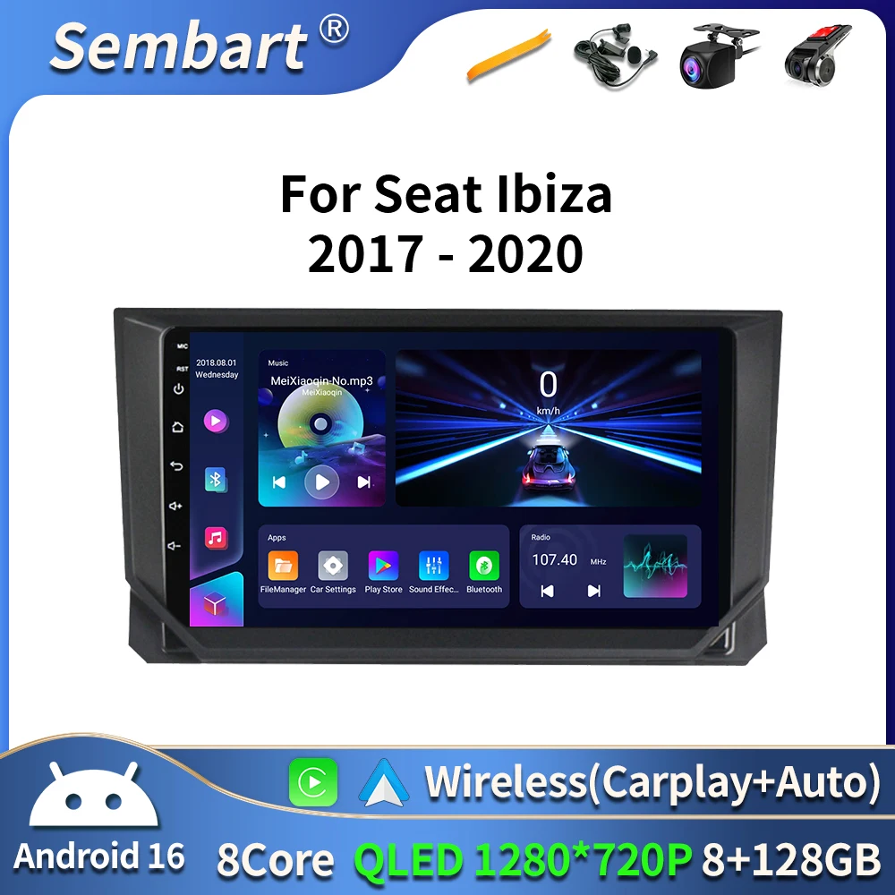 

Android 16 Auto Car Radio for Seat Ibiza 2017 2018 2019 2020 Qualcomm Car Multimedia Video Player Navigation GPS 4G Carplay