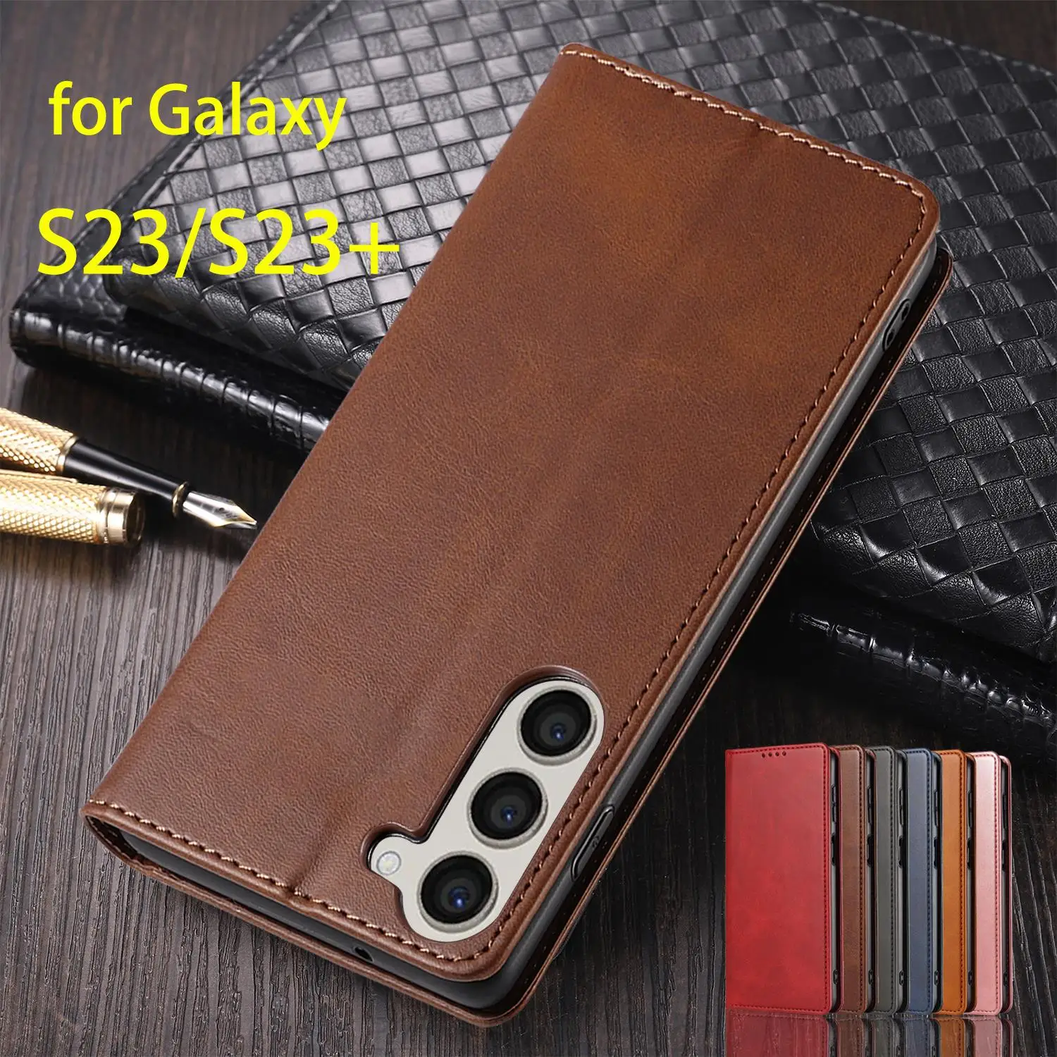 Leather Case for Samsung Galaxy S23 S 23 plus Flip Case Card Holder Holster Magnetic Attraction Cover Wallet Case Fundas Coque