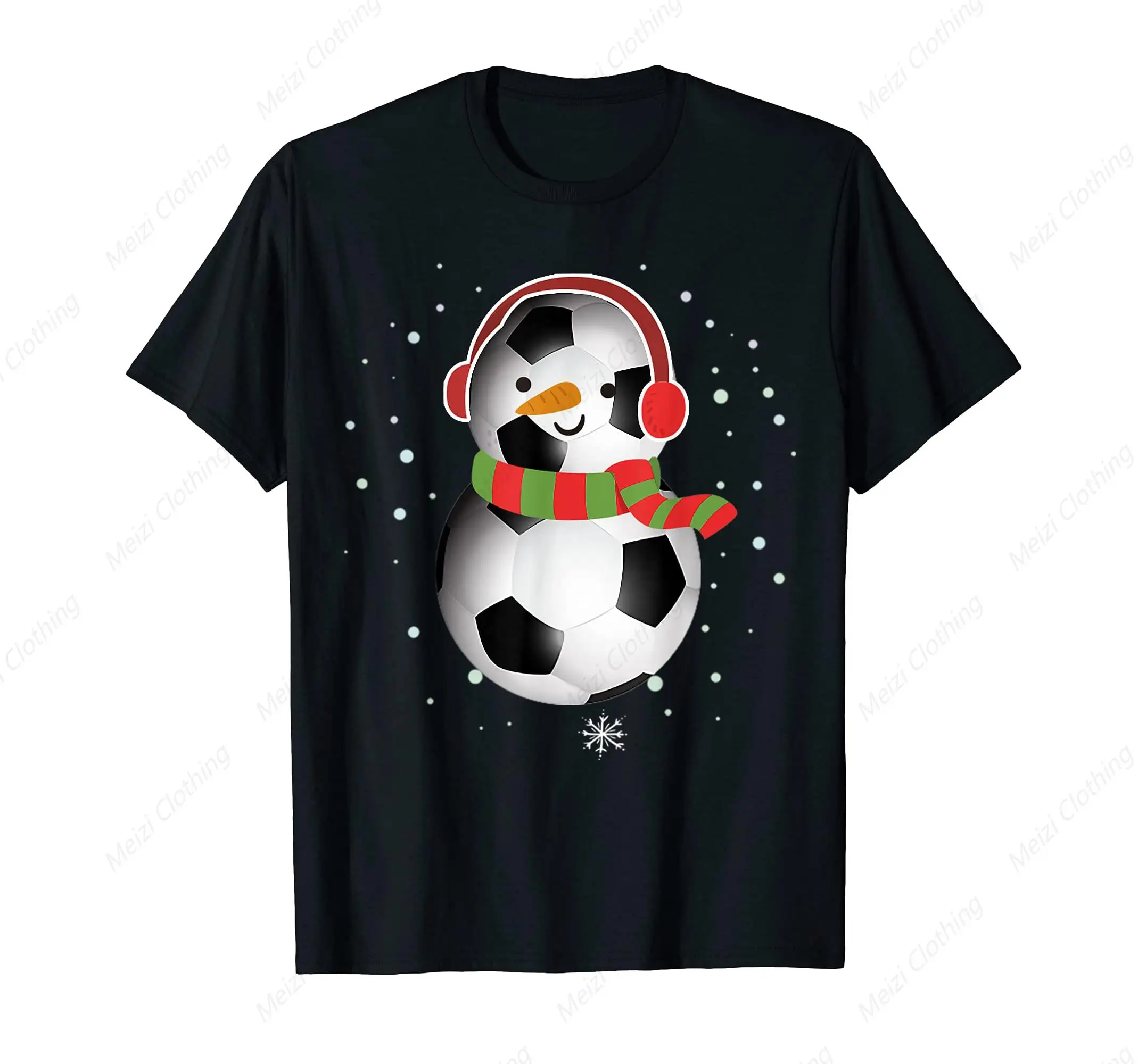 Football snowman men's clothing ear muffs scarves men's T-shirts fun cool cotton short sleeves