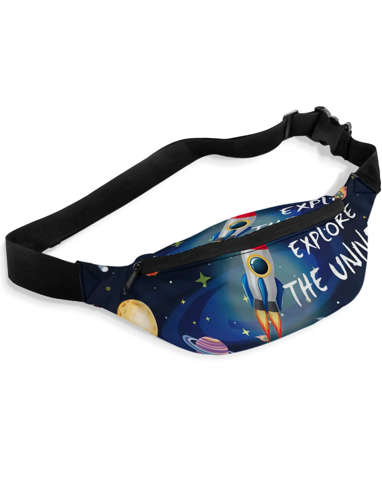 Space Universe Planet Rocket Men Women Waist Bag Fanny Pack Purse Large Phone Belt Bag Wallet Pouch Waterproof Banana Hip Bags