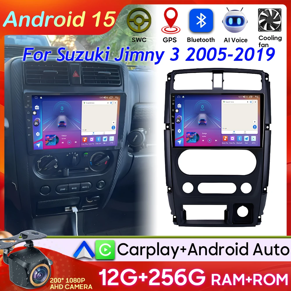 Android 15 para suzuki jimny 3 2005-2016 2017 2018 2019 vídeo rádio do carro dsp carplay display navegação gps monitor do carro dvd estéreo