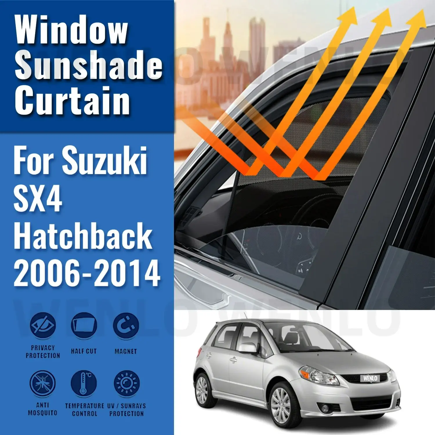 

For Suzuki SX4 Hatchback EY 2006-2014 Magnetic Car Sunshade Visor Front Rear Windshield Curtain Side Window Sun Shade