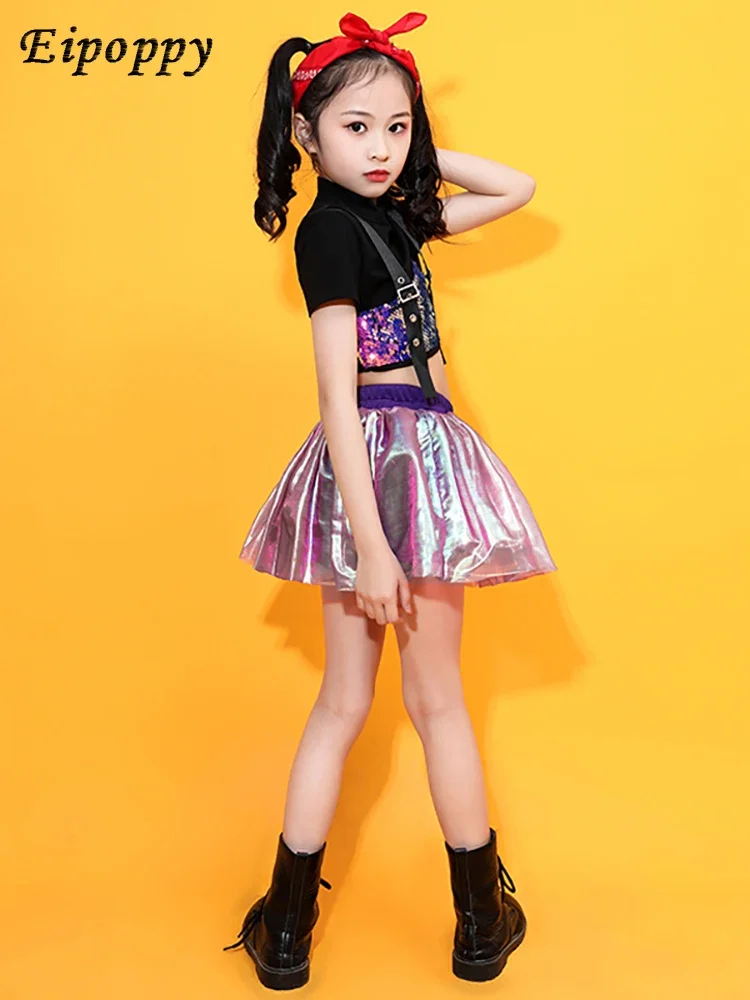 زي أداء التشجيع للأطفال ، ملابس عصرية هيب هوب ، بدلة رقص للسيدات ، بدلة ملابس للأطفال