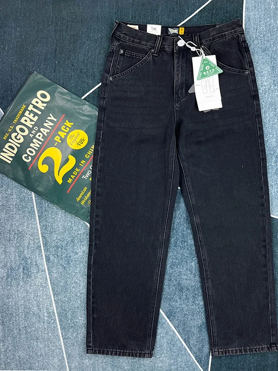 

Высококачественные мужские джинсы из чистого хлопка, прямые, длинные, в стиле ретро, свободного кроя, весенне-осенние, трендовые, простые, в японском стиле