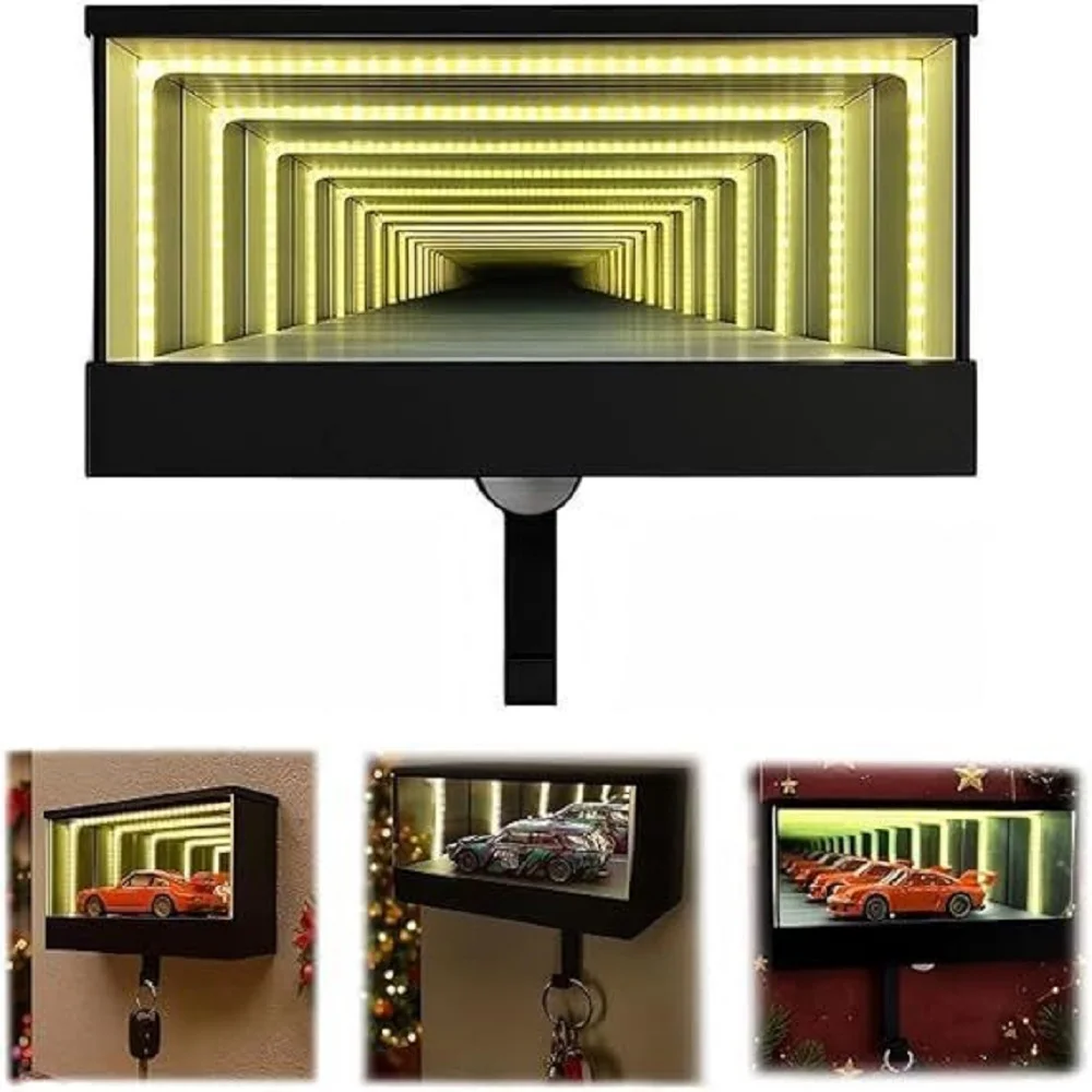 جدار جبل حامل مفتاح السيارة المرآب هوك ثلاثية الأبعاد مطبوعة مصباح ليد سهلة التركيب المفاتيح المنظم تخزين الرف ديكور مكتب المنزل