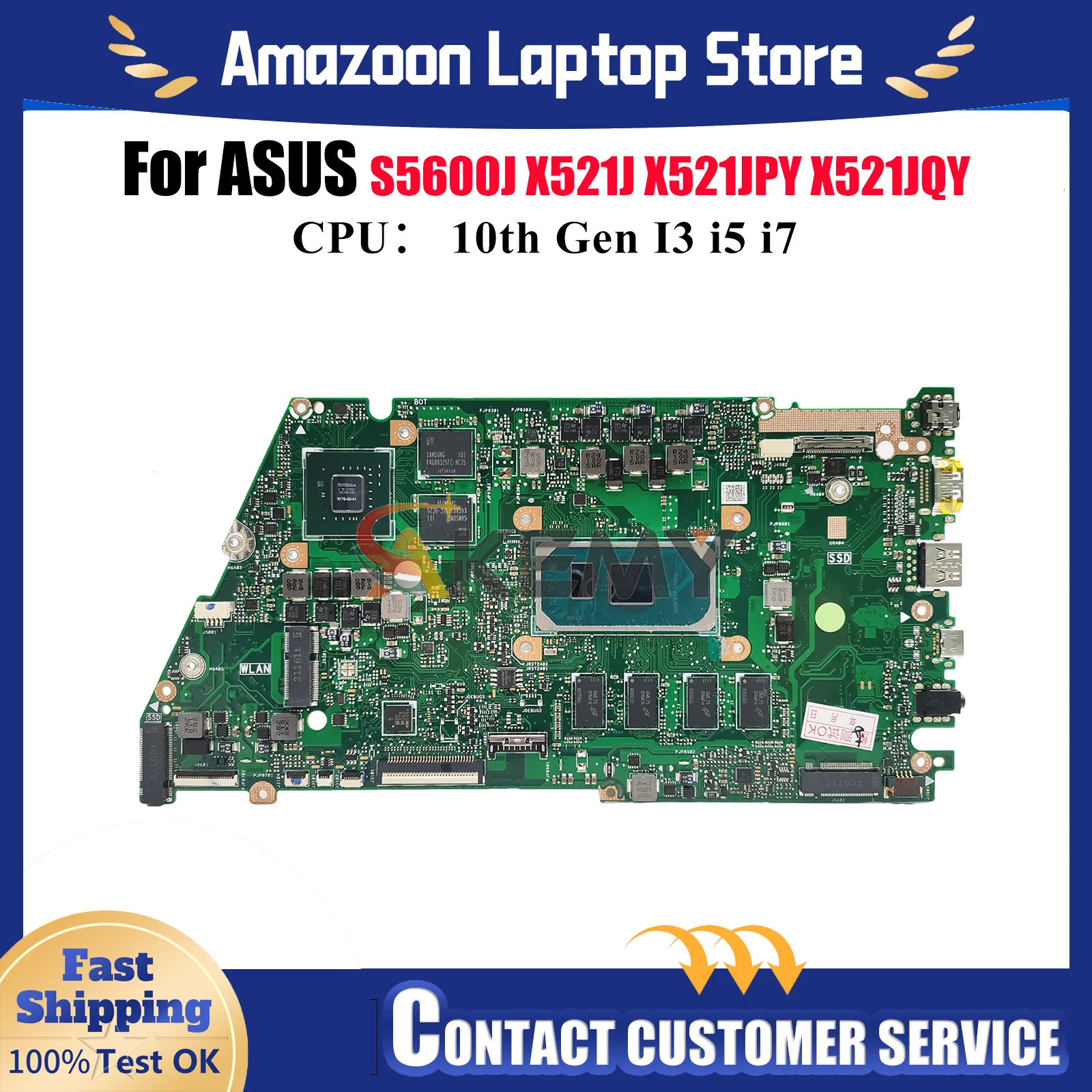 

X521JQ Материнская плата для ноутбука ASUS X521JAY X521JQY X521JFY X421J S5600J X521JPY Материнская плата 10-го поколения I3 i5 i7 100% тест OK stk