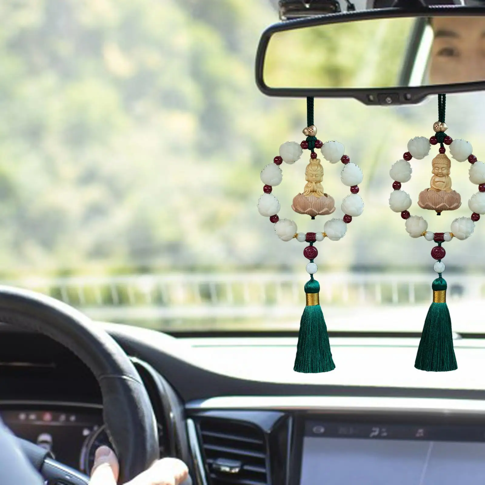 Car Rear View Mirror Pendant Resin with Hanging Cord Feng Shui Hanging Accessories Car Decoration for SUV Truck Minivan Car