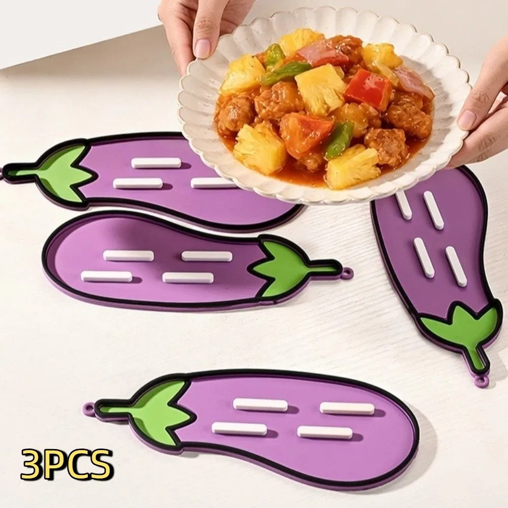 

3PCS Cabbage Shape Pot Lid Holder Cartoon Hanging Insulation Pad Portable Carrot Pattern Cutting Board Pad Cutting Board Storage
