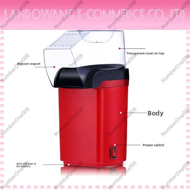 Household Electric Hot Air Popcorn Maker Mini Portable Heating Corn Popper for Home Party