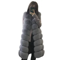 Europe and The United States Station Imitation Leather Fox Fur Long Fur Vest Women's Diamond Jacket Vest