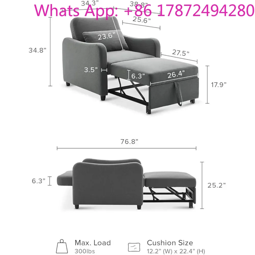 4-in-1 Convertible Sleeper Chair Bed, Accent Chair, Chaise Lounge, Comfy Reading Armchair