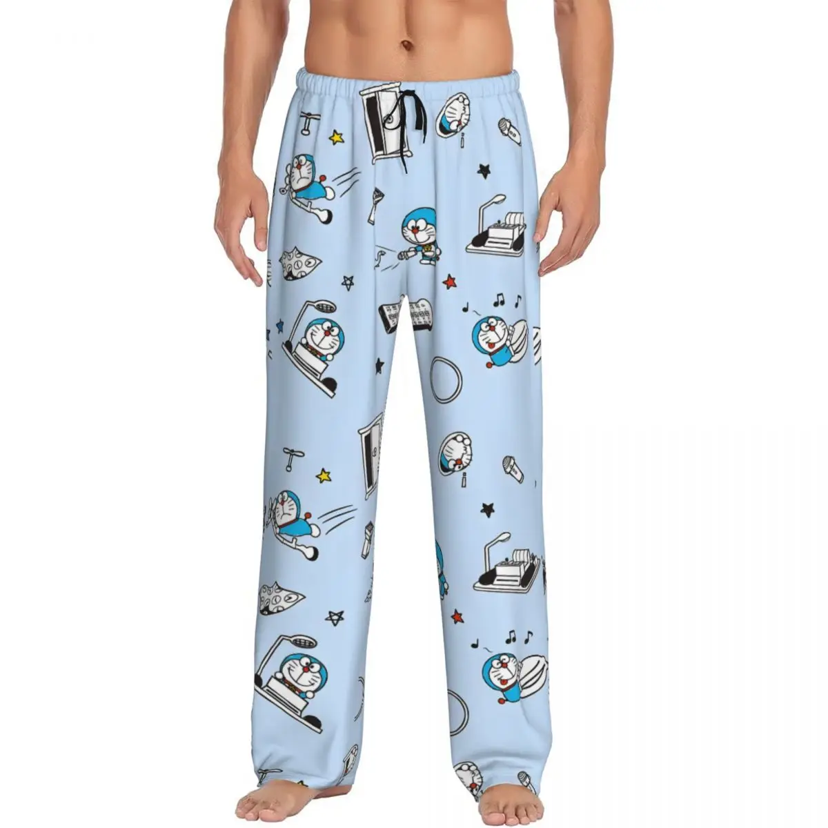 

Custom D-Doraemons Cartoon Pajama Pants Men Sleepwear Lounge Sleep Bottoms Stretch with Pockets