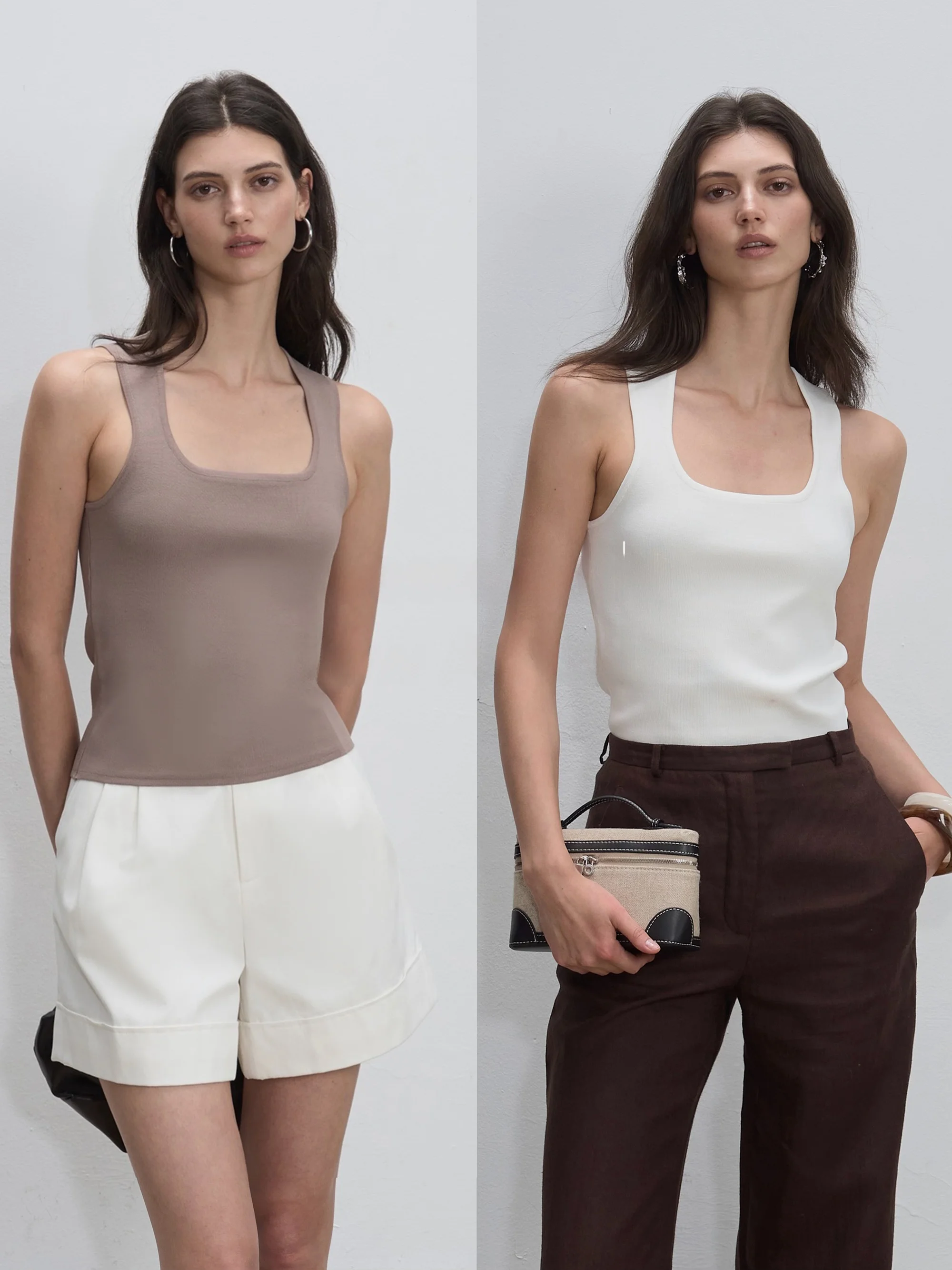 

Женский трикотажный жилет DeeSicile Capsule Wardrobe Series, облегающий, белый, с квадратным воротником, универсальный, летняя верхняя одежда