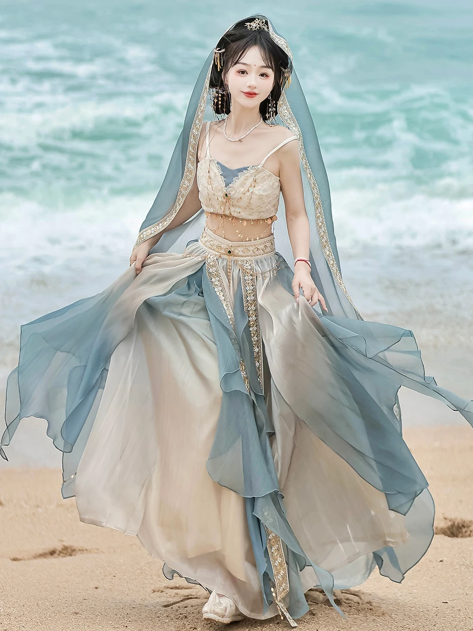 Original Firefly Princess Lolita Exotic Style Dunhuang Flying Apsaras Improved Hanfu Western Regions Style Half Skirt Set