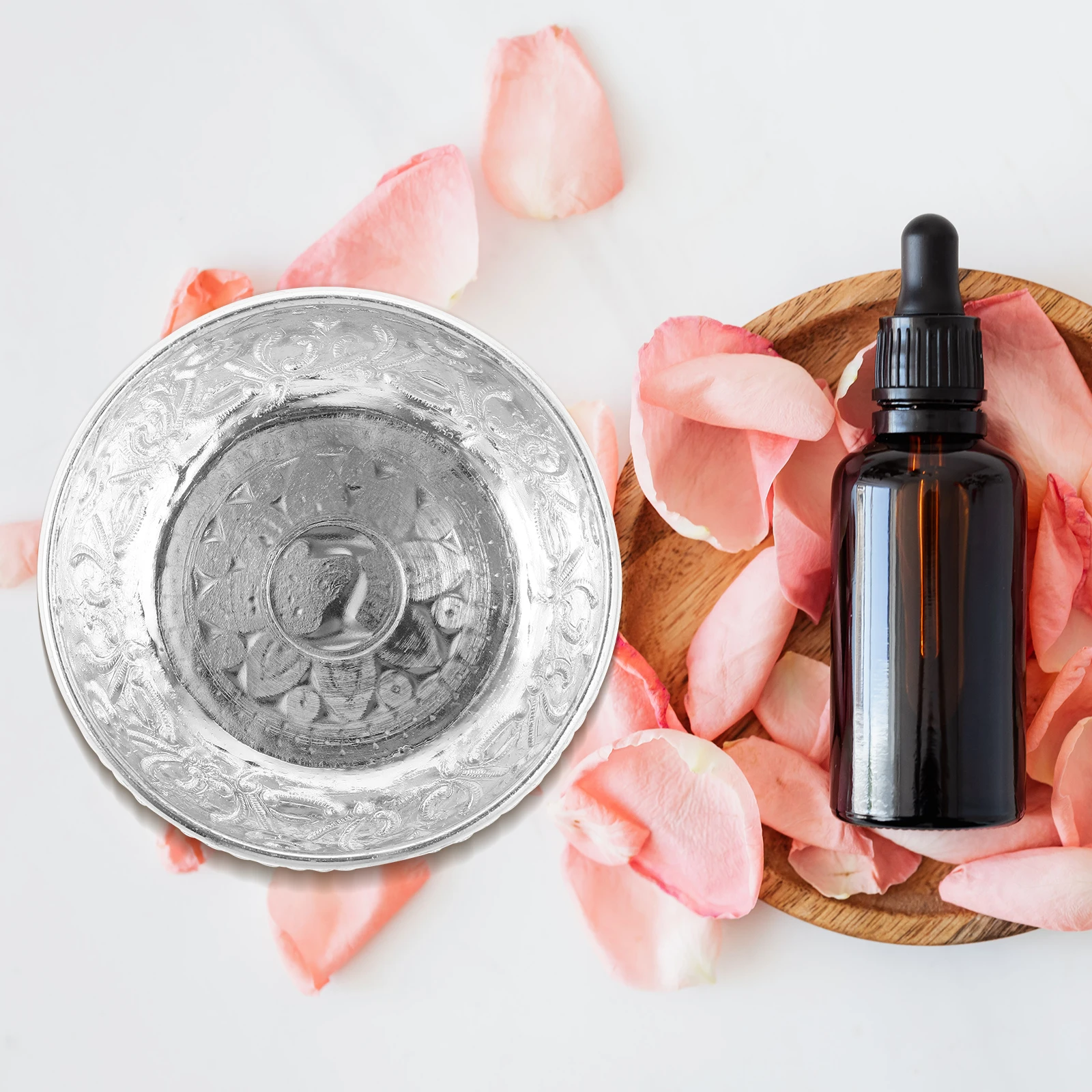 

Thai Traditional Carved Tin Bowl Spa Essential Oil Bowl For Salon Home Use Smooth Surface Premium Quality Vintage Style