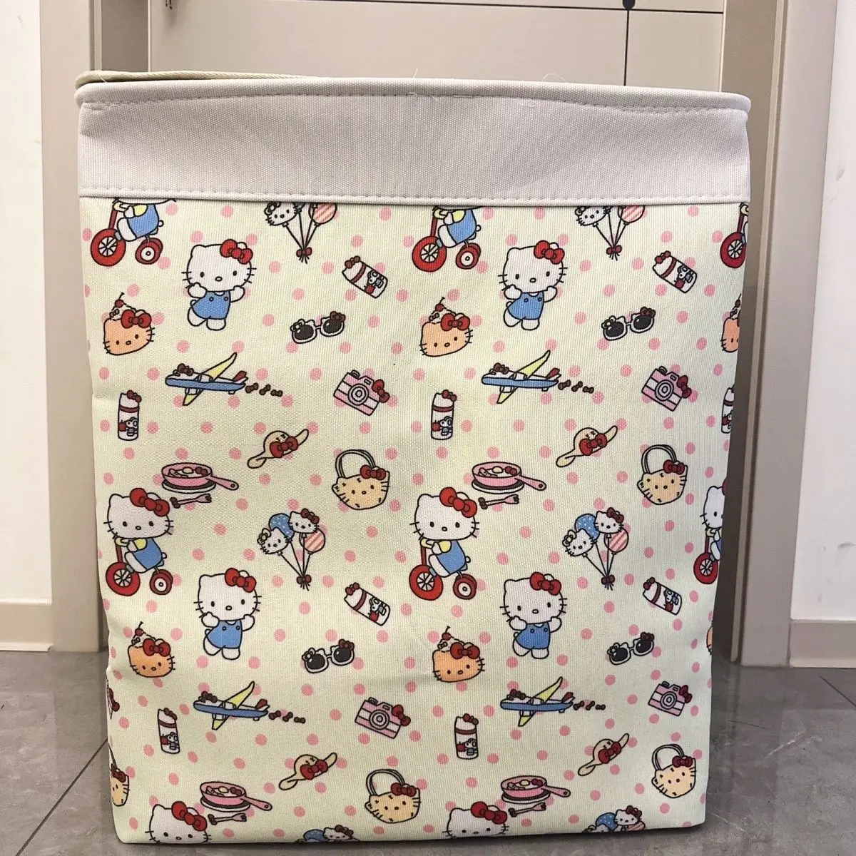

Sanrio Hello Kitty Cartoon Thickened Canvas Storage Basket Clothes Storage Bag Three-layer Thickened with Steel Ring Foldable