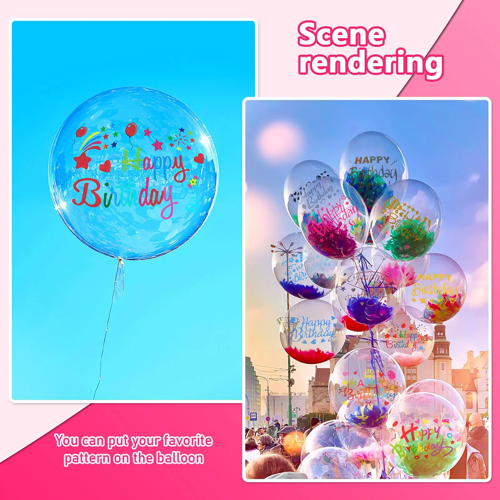 6pcs happy birthday 36inch balloons Stickers For Mother\'s day father\'s Day Christmas DIY Stickers baby shower boy girl Stickers