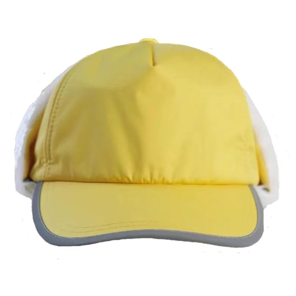 

Yellow Color Student Winter Hat Fleece-Lined Reflective Strips Warm Cotton Hat Ear Protection Neck Protection Ear Protection Hat