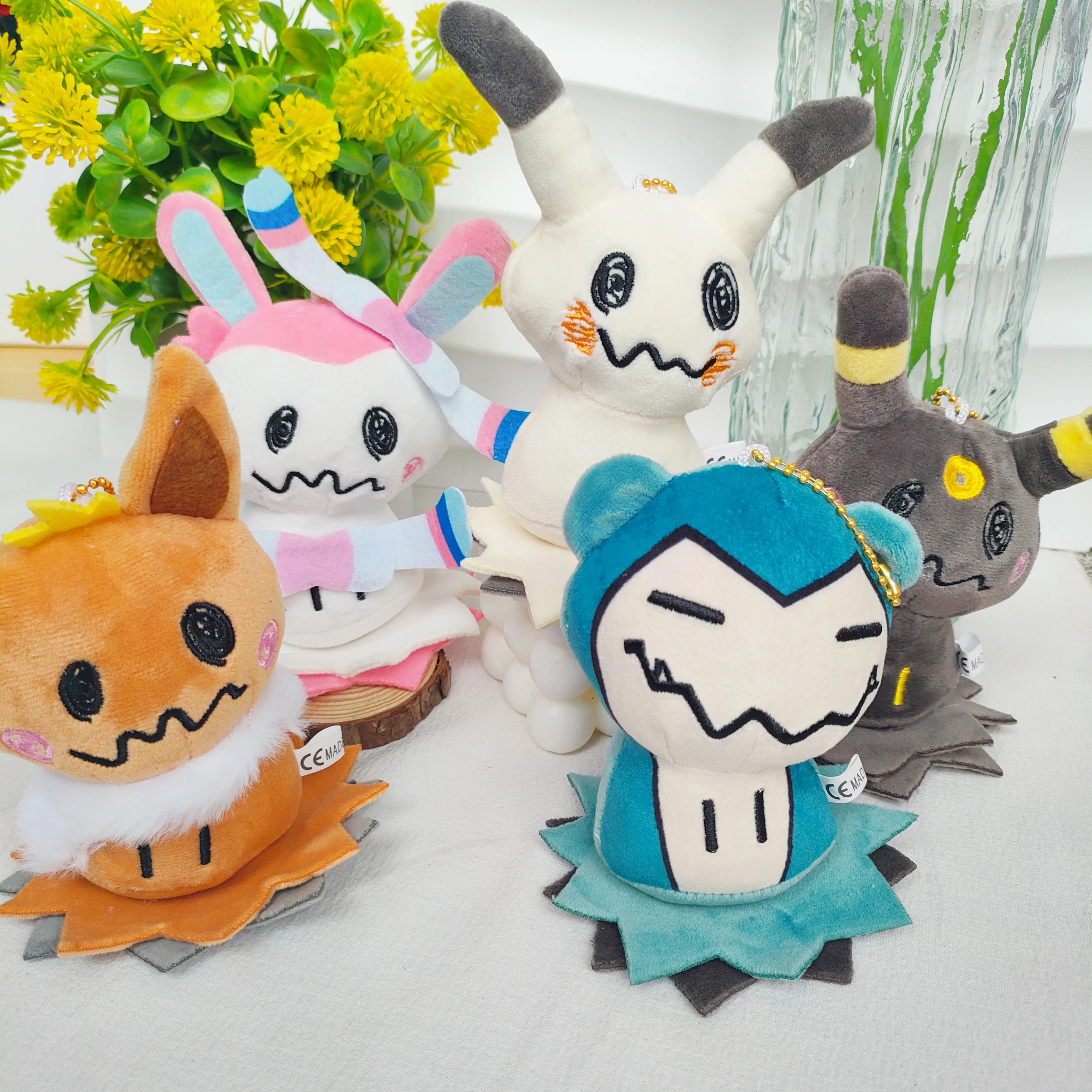 Q Version Pokémon Plush Keychain Mimikyu Cos Snorlax Sylveon Umbreon Soft Mini Bag Pendant Kids Holiday Decor Gift 12cm