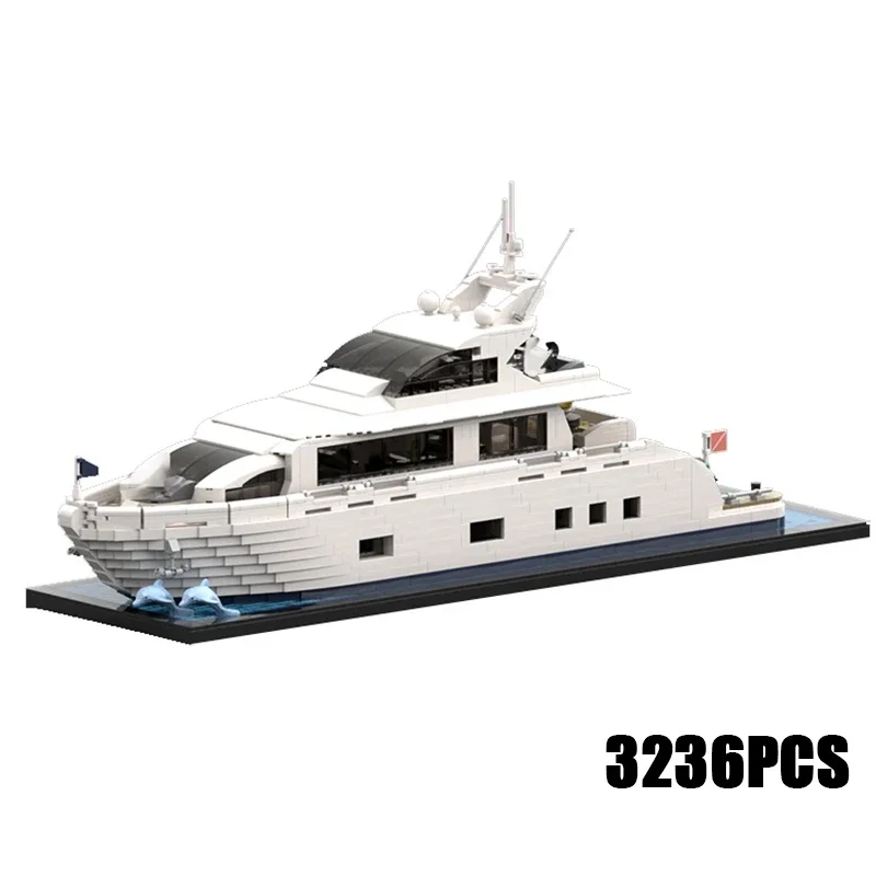 Moc Building Bricks Military Model Large Luxury Yacht Technology Modular Block Holiday Gifts Toys For Children DIY Sets Assembly