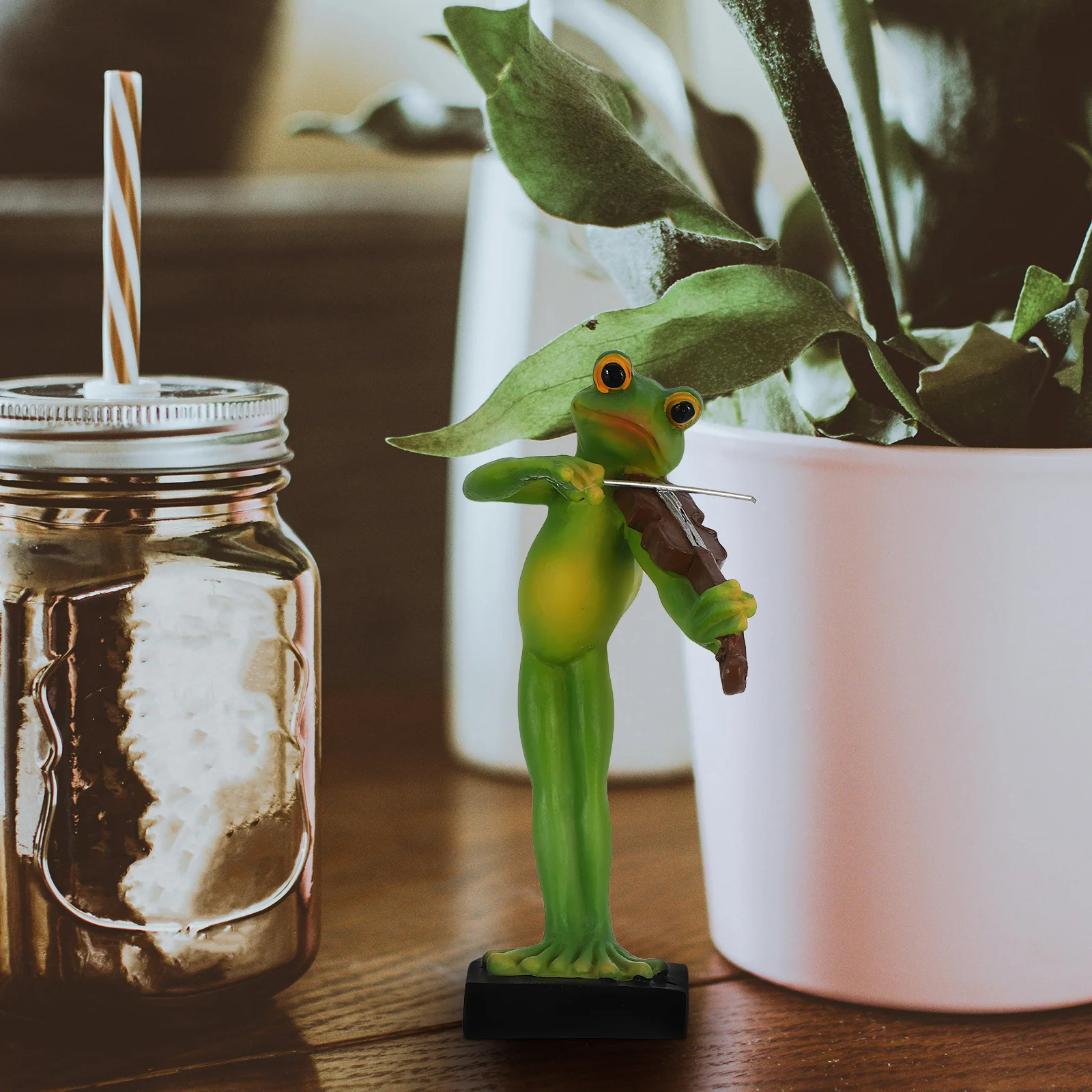 

Creative Frog Musician Resin Statue Ornament Funny Playing Violin For Desk Office Home Decor Unique Small Sculpture
