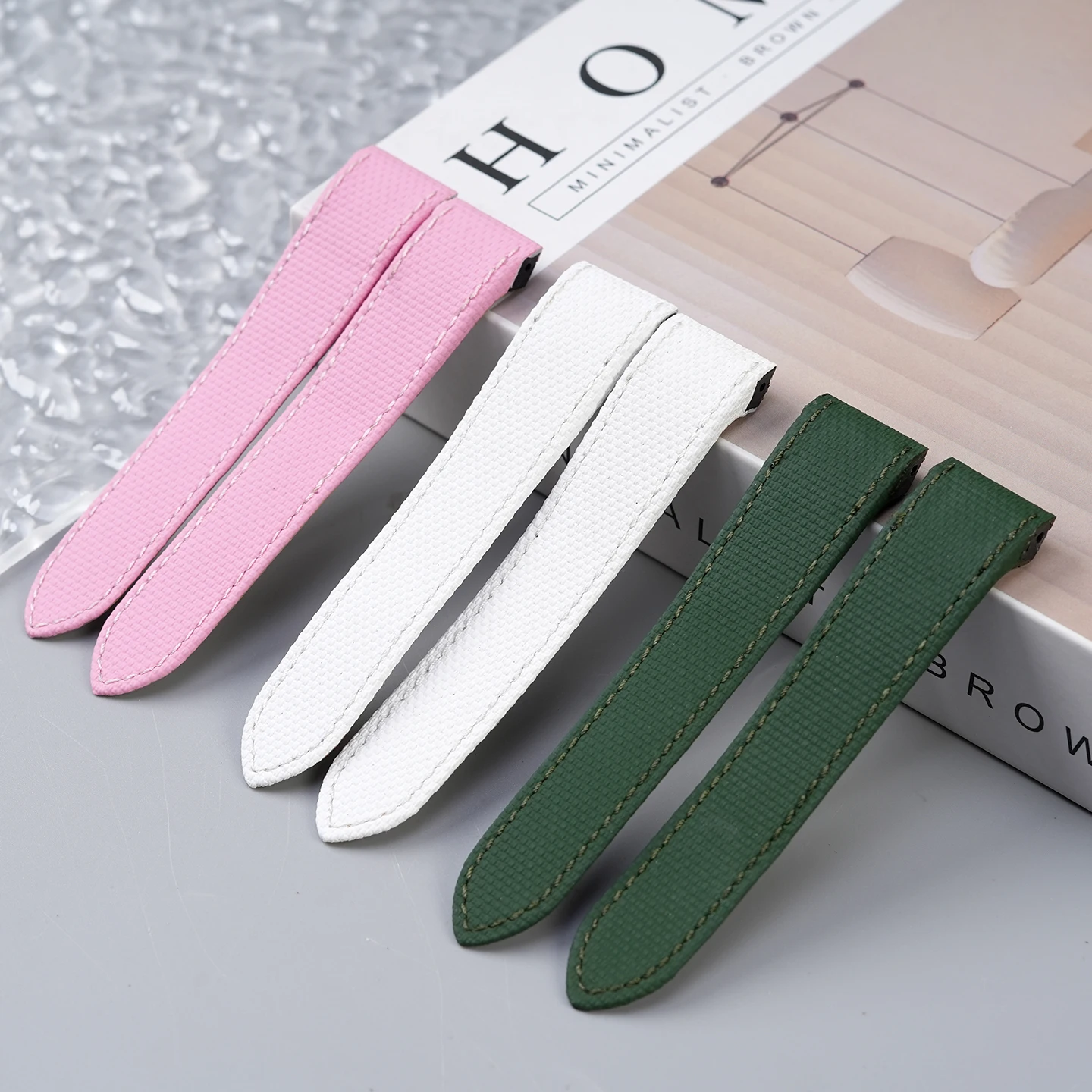 Customized FKM Rubber watchband 20mm 23mm Bracelet For Cartier Santos Fluororubber strap SANTOS 100 Leather Bottom Watch Strap