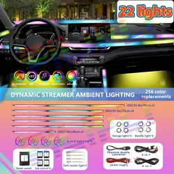 Universal Symphony Rainbow LED Car Environment Light RGB Neon Full Color Streamer Acrylic Strip Interior Atmosphere Light APP