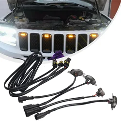 4pcs For Jeep Front Grille LED Light Amber LED Running Lights Raptor Style Grill Car Lamps For Grand-Cherokee 2003-21