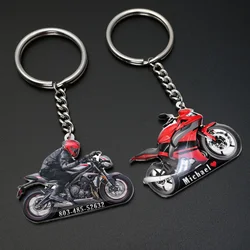 Personalized Photo Motorcycle Keychain Photo Keychain Motorcycle Pendant Motorbike Bike Car Key Holder New Driver Trucker Gift