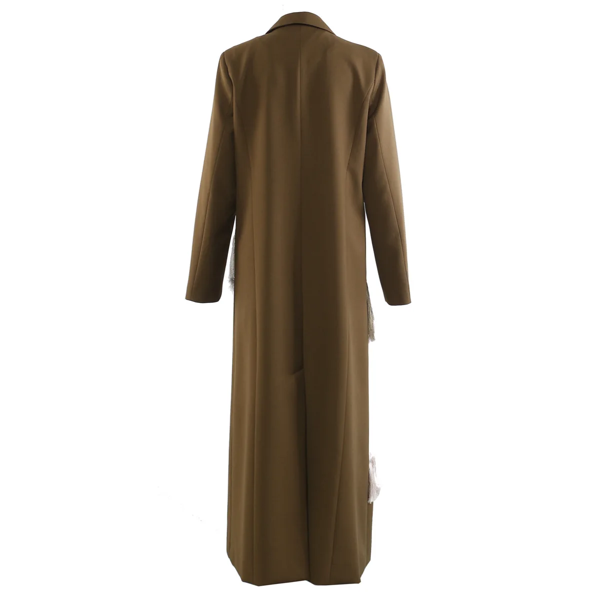 SuperAen 2025 ฤดูใบไม้ร่วงอุตสาหกรรมหนัก Fringed Splicing ชุดตัดเสื้อโค้ทยาวสําหรับผู้หญิง