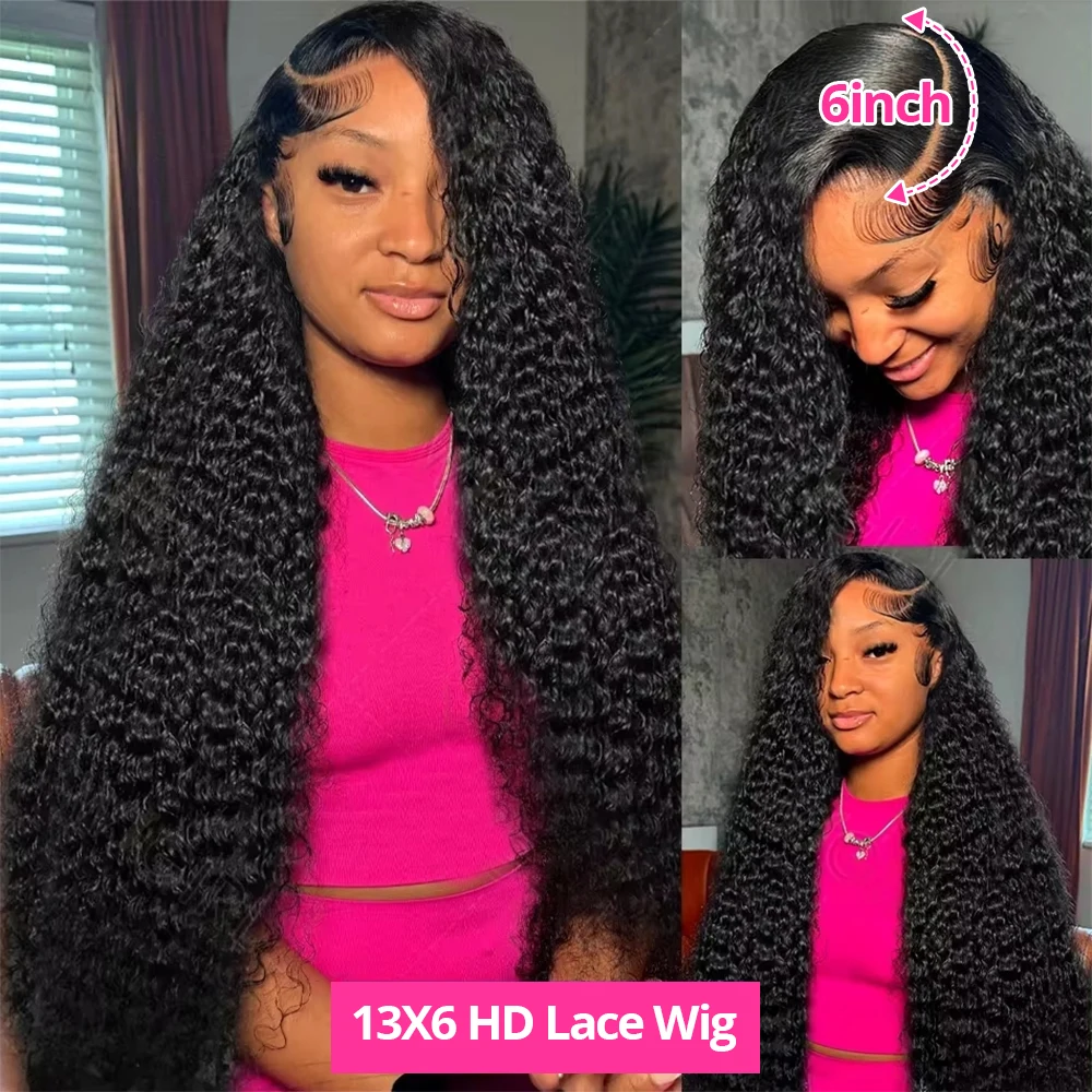 300% 40 cali Water Wave Curly Lace Frontal Wigs 13x4 13x6 HD Deep Wave Frontal Wig 360 Full Human Hair Wigs For Women On Sale