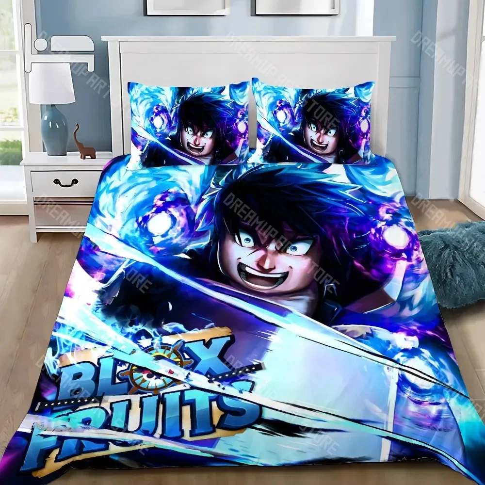 Cartoon 3D game B-blox fruits Duvet Cover Pillowcase Bedding Set Adult Boy Girl Bedroom Decoration Children Single Double Size