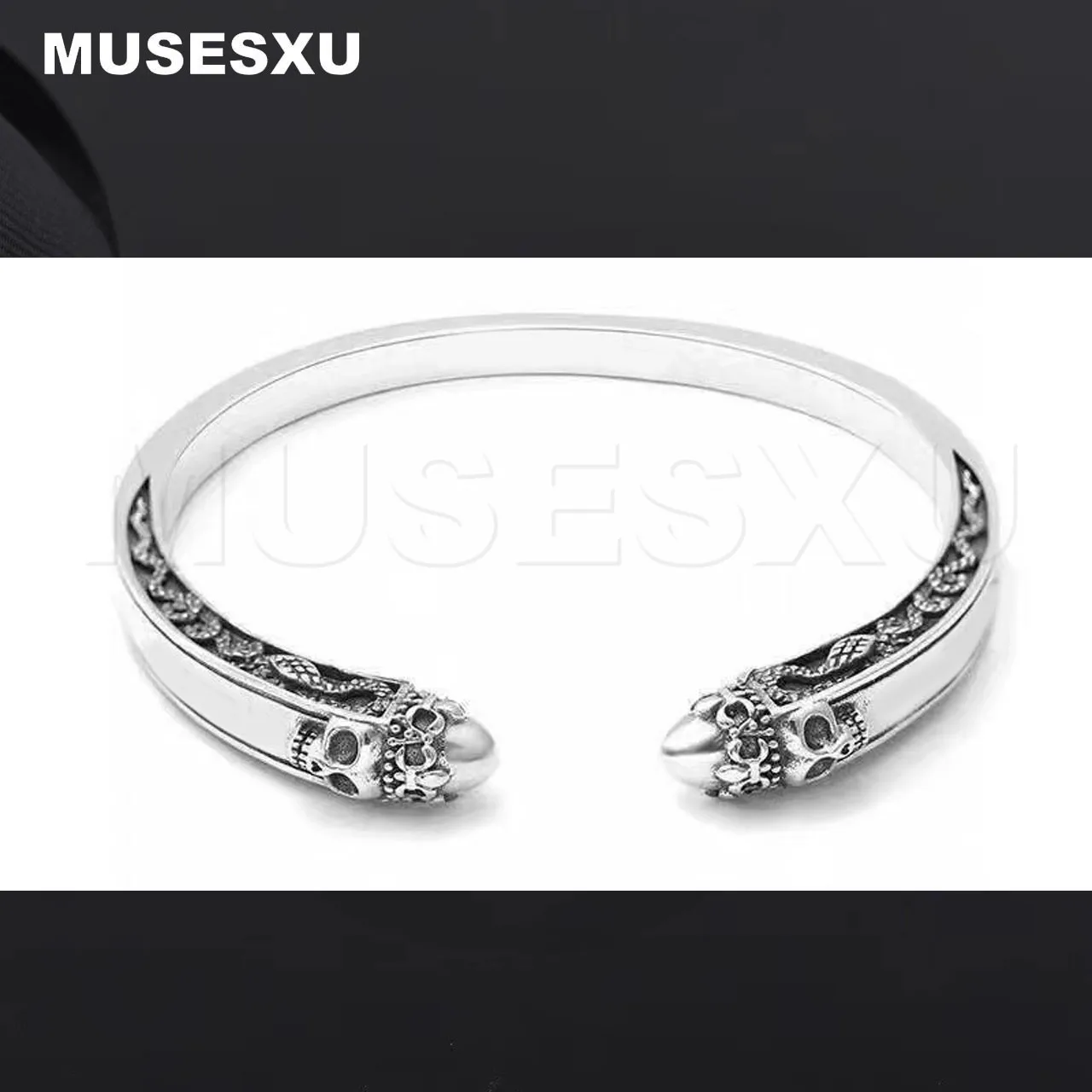 

2022 Jewelry Luxury Brand King & Queen Skull Small Snake Relief Open Bracelet For Woman's & Man's Party Gifts