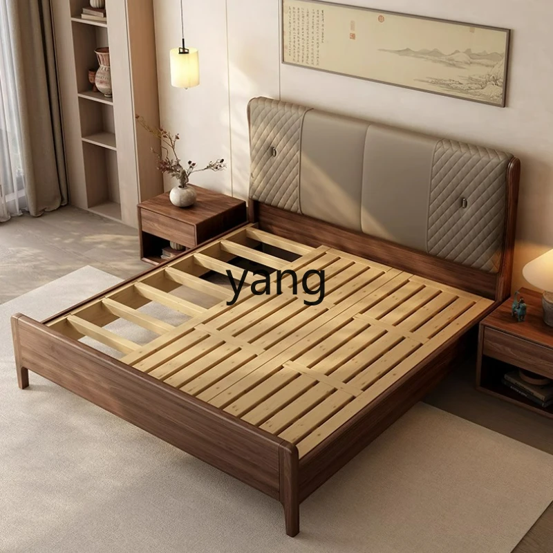 

CX black walnut soft bed light luxury home master bedroom all solid wood bed